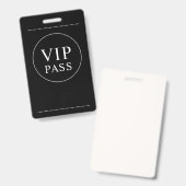 VIP All Access Event Eenvoudig Zwart Wit Badge (Voor- en achterkant)
