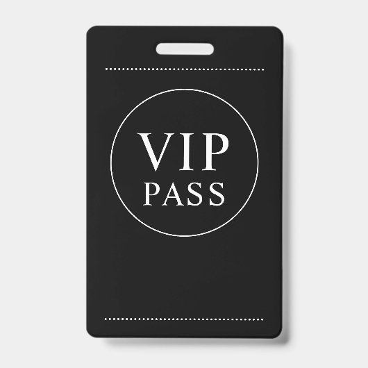 VIP All Access Event Eenvoudig Zwart Wit Badge (Voorzijde)