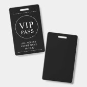 VIP All Access Event Eenvoudige Zwarte Witte Badge (Voor- en achterkant)