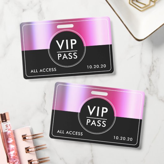 VIP All Access Event Metaal Zilver Zwart Badge (Kantoor)