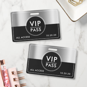 VIP All Access Event Metaal Zilver Zwart Badge