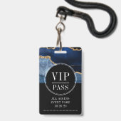 VIP All Access Event Metaalachtig Navy Goud Agaat Badge (Voorzijde met lanyard)
