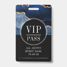 VIP All Access Event Metaalachtig Navy Goud Agaat Badge
