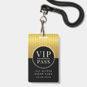 VIP All Access Event Metaalgoud Zwart Badge (Voorzijde met lanyard)
