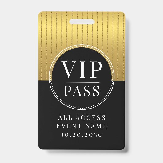 VIP All Access Event Metaalgoud Zwart Badge (Voorzijde)