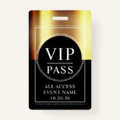 VIP All Access Event Metallic Gold Black Badge (Voorkant)
