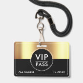 VIP All Access Event Metallic Gold Black Badge (Achterkant met koord)