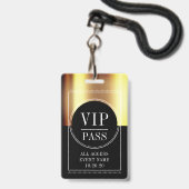 VIP All Access Event Metallic Gold Black Badge (Voorkant met koord)