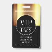 VIP All Access Event Metallic Gold Black Badge (Voorkant)