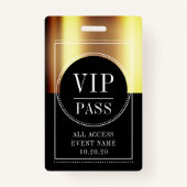 VIP All Access Event Metallic Gold Black Badge (Voorkant)