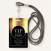 VIP All Access Event Metallic Gold Black Badge (Voorkant met draagriem)