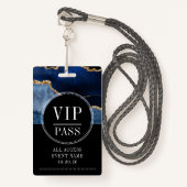 VIP All Access Event Metallic Navy Gold Agate Badge (Voorkant met draagriem)