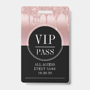 VIP All Access Event Metallic Roos Gold Black Badge