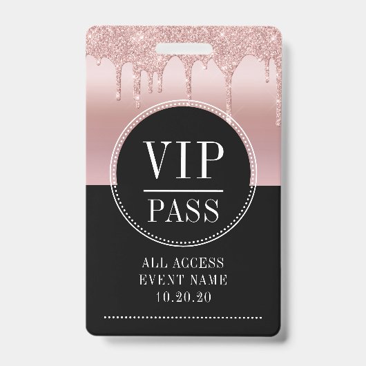 VIP All Access Event Metallic Roos Gold Black Badge (Voorzijde)