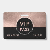 VIP All Access Event Metallic Rose Gold Glitter Badge (Achterkant)