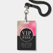 VIP All Access Event Metallic Roze Blush Zwart Badge (Voorzijde met lanyard)