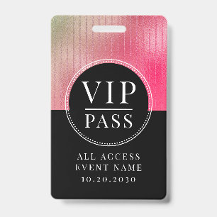 VIP All Access Event Metallic Roze Blush Zwart Badge