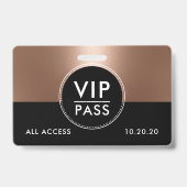 VIP All Access Event Metallic Roze Goud Badge (Achterkant)