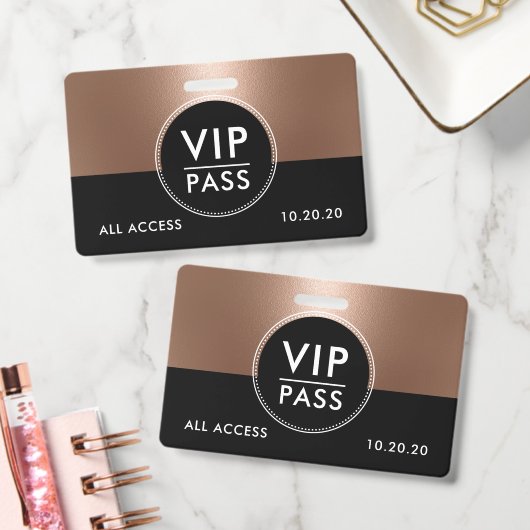 VIP All Access Event Metallic Roze Goud Badge (Kantoor)