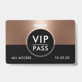 VIP All Access Event Metallic Roze Goud Badge (Voorzijde)