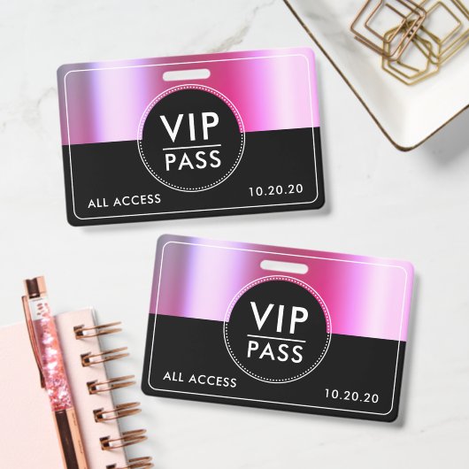 VIP All Access Event Metallic Silver Black Badge (Kantoor)