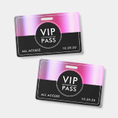 VIP All Access Event Metallic Silver Black Badge (Voor- en achterkant)