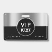 VIP All Access Event Metallic Silver Black Badge (Voorkant)