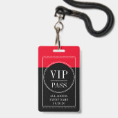 VIP All Access Event Rood Zwart Badge (Voorzijde met lanyard)