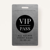 VIP All Access Event Silver Metallic Folie Gold Badge (Voorkant)