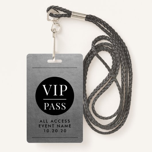 VIP All Access Event Silver Metallic Folie Gold Badge (Voorkant met draagriem)