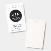 VIP All Access Event Simple Black White Badge (Voor- en achterkant)