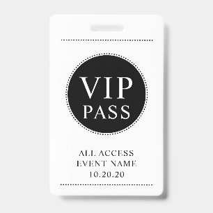 VIP All Access Event Simple Black White Badge