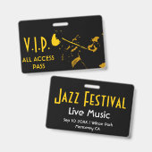 VIP All Access Horizontale Pas bij Muziekgebeurten Badge (Voor- en achterkant)