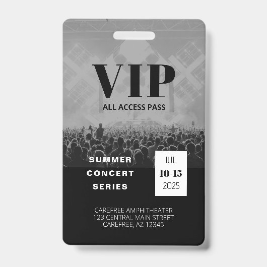 VIP All Access Multi-Datum-Concertbadge Badge (Voorzijde)