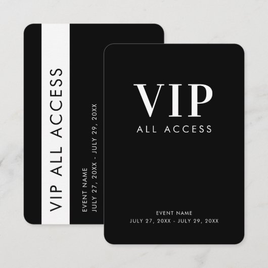 VIP All Access Pas 3.5" x 5" Event ID-badge Kaart (Voorkant / Achterkant)