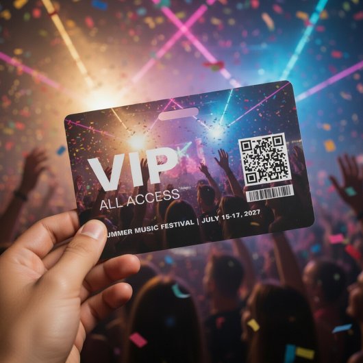 VIP All Access Pas Badge Sjabloon met QR-code