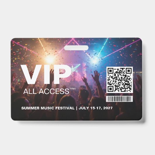 VIP All Access Pas Badge Sjabloon met QR-code (Voorzijde)