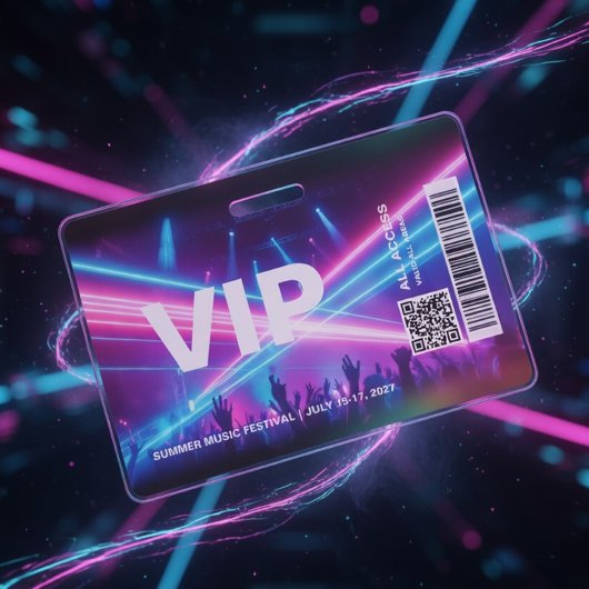 VIP All Access Pas Badge Sjabloon Neon Gloed