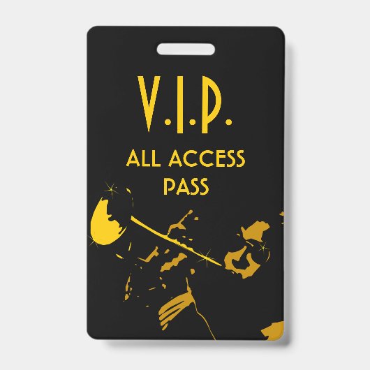 VIP All Access Pas bij Muziek Evenement Verticaal Badge (Voorzijde)