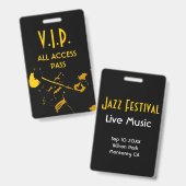 VIP All Access-pas bij muziekgebeurtenis Verticale Badge (Voor- en achterkant)