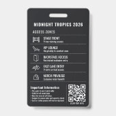 VIP All Access Pas Minimalistische Zwarte Evenemen Badge (Achterkant)