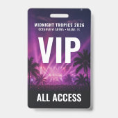 VIP All Access Pas Minimalistische Zwarte Evenemen Badge (Voorzijde)