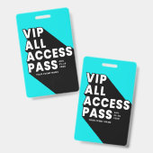 VIP All Access Pas Muziekfestival Badge | Blauw (Voor- en achterkant)