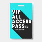 VIP All Access Pas Muziekfestival Badge | Blauw (Voorzijde)