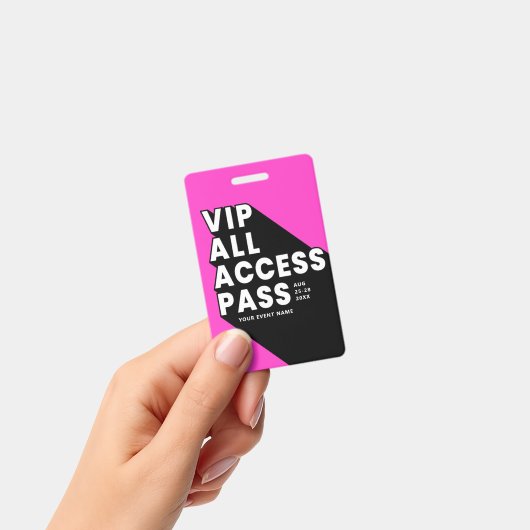 VIP All Access Pas Muziekfestival Badge | Roze (Handheld)