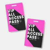 VIP All Access Pas Muziekfestival Badge | Roze (Voor- en achterkant)