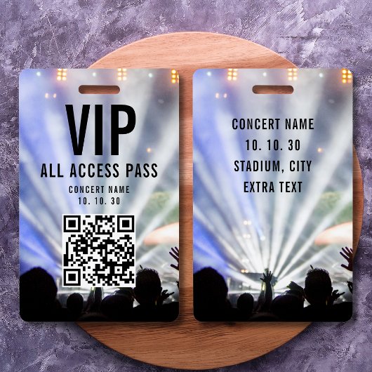 VIP All Access Pas QR Code Concert Badge