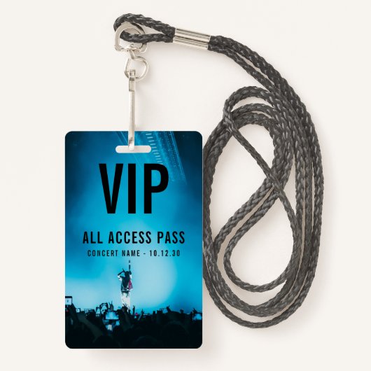 VIP All Access Pass Aangepast concert Badge (Voorkant met draagriem)