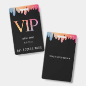 VIP All Access Pass Black Modern Glitter Badge (Voor- en achterkant)