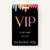 VIP All Access Pass Black Modern Glitter Badge (Voorkant)